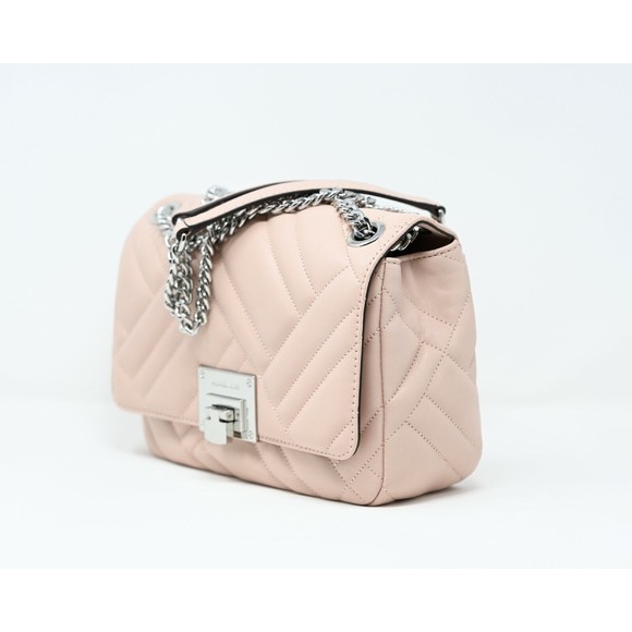 MICHAEL KORS VIVIANNE Medium Shoulder Flap Satchel Pastel Pink Leather NWT $398 - Picture 2 of 7